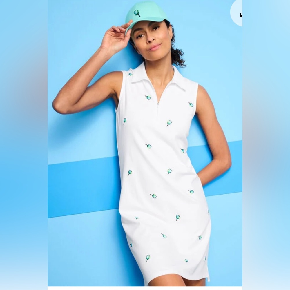 T by TALBOTS White Tennis Dress UPF 50 with Pickleball Racquets Size S